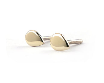 14k Yellow Gold Teardrop Stud Earrings | Silver Sculptor