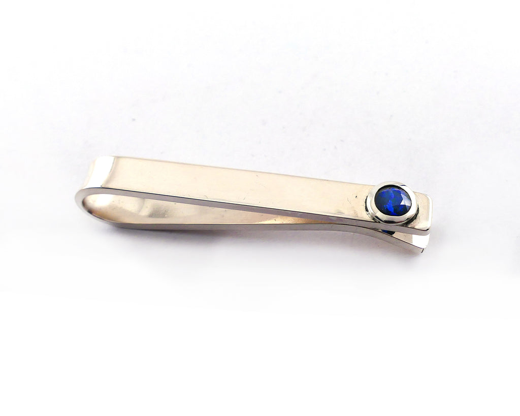 sapphire tie clip