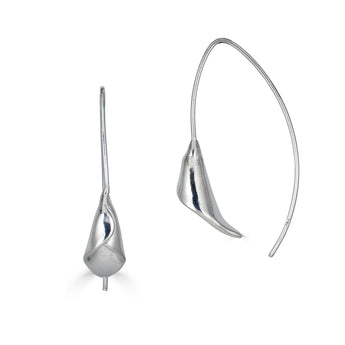 Calla Lily Silver Dangly Earrings