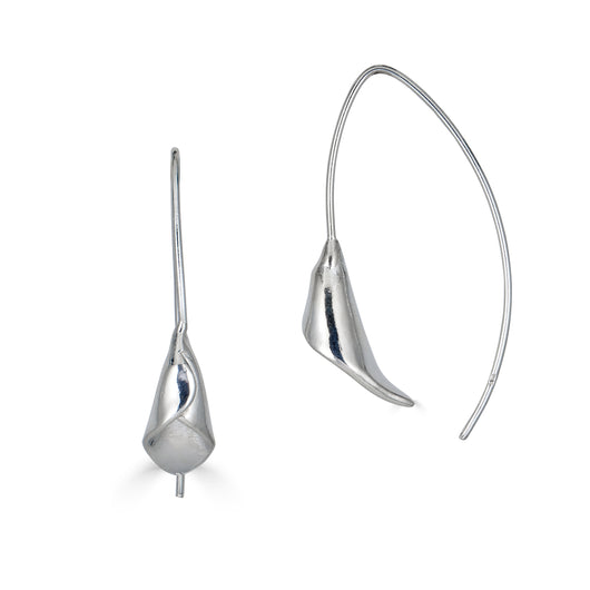 Calla Lily Silver Dangly Earrings