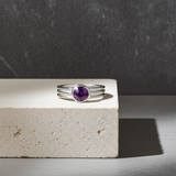 Amethyst Round Layer Ring in Sterling Silver