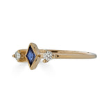Delicate Lab Created Sapphire and Moissanite Accent Kite Ring, 14k Yellow Gold