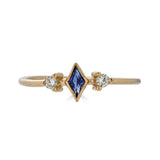 Delicate Lab Created Sapphire and Moissanite Accent Kite Ring, 14k Yellow Gold