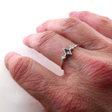 Delicate Rose de France and Moissanite Kite Ring, Sterling Silver 