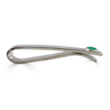 Sterling Silver Emerald Bezel Set Slide Tie Bar