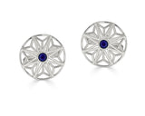 Sapphire Sterling Silver Round Cufflinks