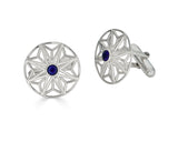 Sapphire Sterling Silver Round Cufflinks