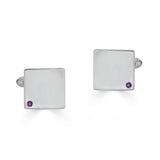 Amethyst Cuff Links and Tie Clip Set