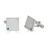 Emerald Cuff Links and Tie Clip Set