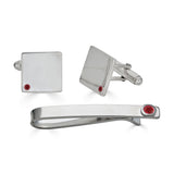 Ruby Cuff Links and Tie Clip Set