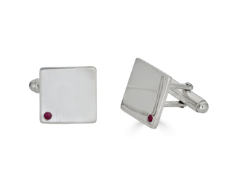 Sterling Silver Ruby Cuff Links | Silver Sculptor