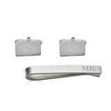 Engraved Monogram Cufflinks and Tie Bar Set