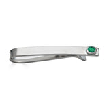 Sterling Silver Emerald Bezel Set Slide Tie Bar