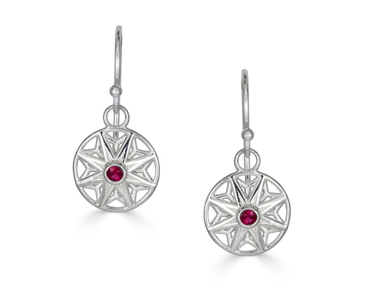 Medium Everyday Post Earrings in Ruby *PREORDER* Antiqued Silver