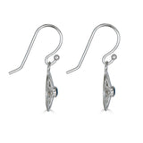 Small Flower Drop Earrings, London Blue Topaz Sterling Silver