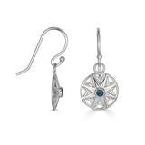 Small Flower Drop Earrings, London Blue Topaz Sterling Silver