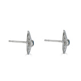 Small Flower Stud Earrings, London Blue Topaz Sterling Silver