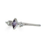 Delicate Rose de France and Moissanite Kite Ring, Sterling Silver