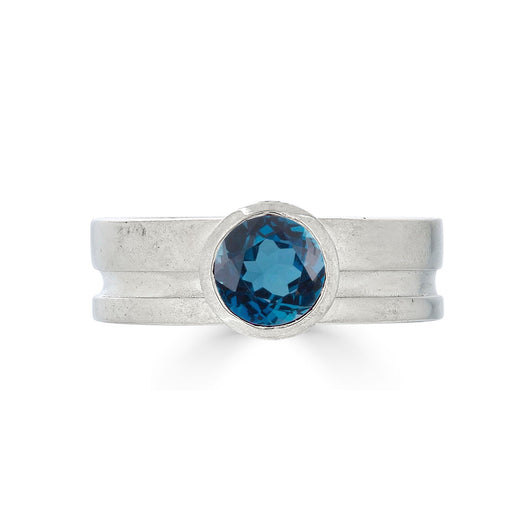 Sterling Silver London Blue Topaz Cut Out Ring