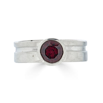 Sterling Silver Garnet Cut Out Ring
