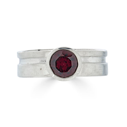 Sterling Silver Garnet Cut Out Ring