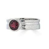 Sterling Silver Garnet Cut Out Ring