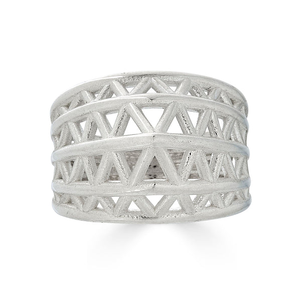 Cincy Contemporary Structural Ring, Sterling Silver