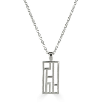 Metropolis Necklace - Long Rectangle, Sterling Silver