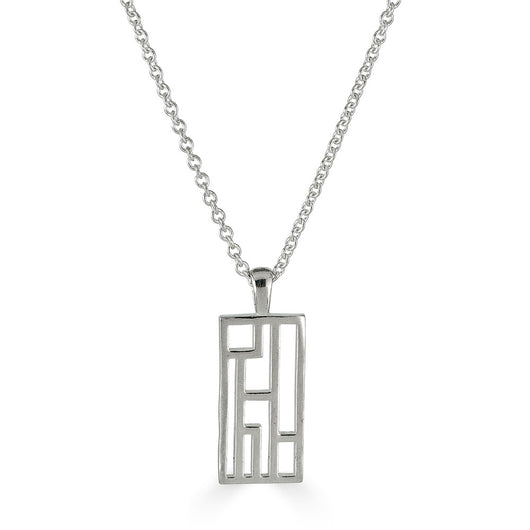 Metropolis Necklace - Long Rectangle, Sterling Silver
