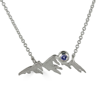 Sterling Silver Mountain Necklace with Gemstones