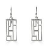 Metropolis Drop Earrings - Rectangle, Sterling Silver
