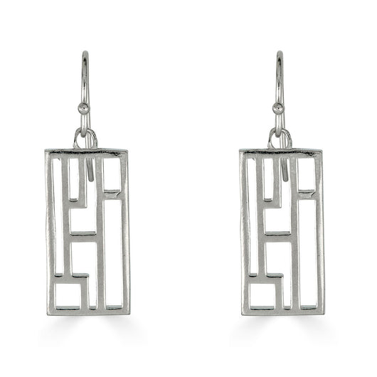 Metropolis Drop Earrings - Rectangle, Sterling Silver