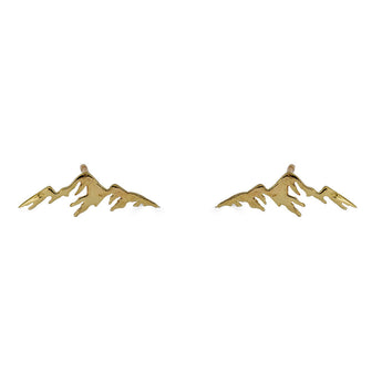 Mountain Silhouette Stud Earrings, 14k Yellow Gold