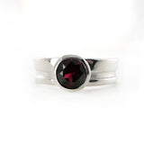 Sterling Silver Garnet Cut Out Ring