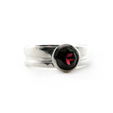 Sterling Silver Garnet Cut Out Ring