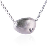 Small Sterling Silver Pebble Necklace with Moissanites