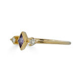 Delicate Rose de France and Moissanite Accent Kite Ring, 14k Rose Gold