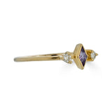 Delicate Rose de France and Moissanite Accent Kite Ring, 14k Rose Gold