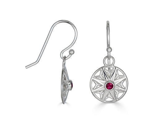 Medium Everyday Post Earrings in Ruby *PREORDER* Antiqued Silver