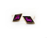 Kite Shaped Ruby Studs, 14k Yellow Gold