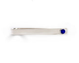 Sterling Silver Sapphire Bezel Set Slide Tie Bar