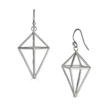 Contemporary 3D Kite Drop Earrings, Sterling Silver
