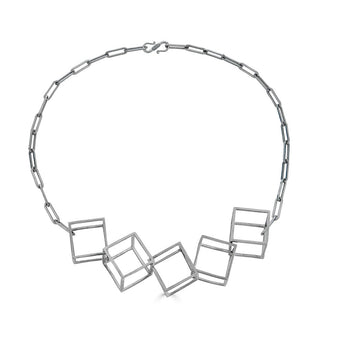 Cubed Statement Silver Necklace WS