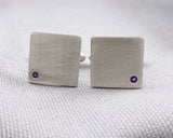 Amethyst Cuff Links and Tie Clip Set