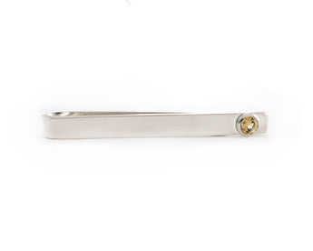 Sterling Silver Citrine Bezel Set Slide Tie Bar