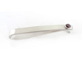 Sterling Silver Garnet Bezel Set Slide Tie Bar