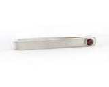 Sterling Silver Garnet Bezel Set Slide Tie Bar