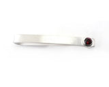 Sterling Silver Garnet Bezel Set Slide Tie Bar