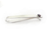 Sterling Silver Garnet Bezel Set Slide Tie Bar