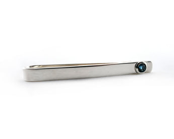 Sterling Silver London Blue Topaz Bezel Set Slide Tie Bar